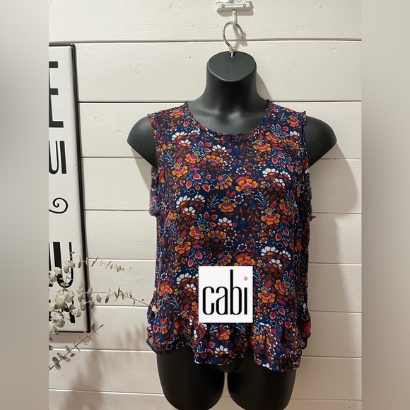 CABI Floral print sleeveless blouse size  M - Picture 6 of 8